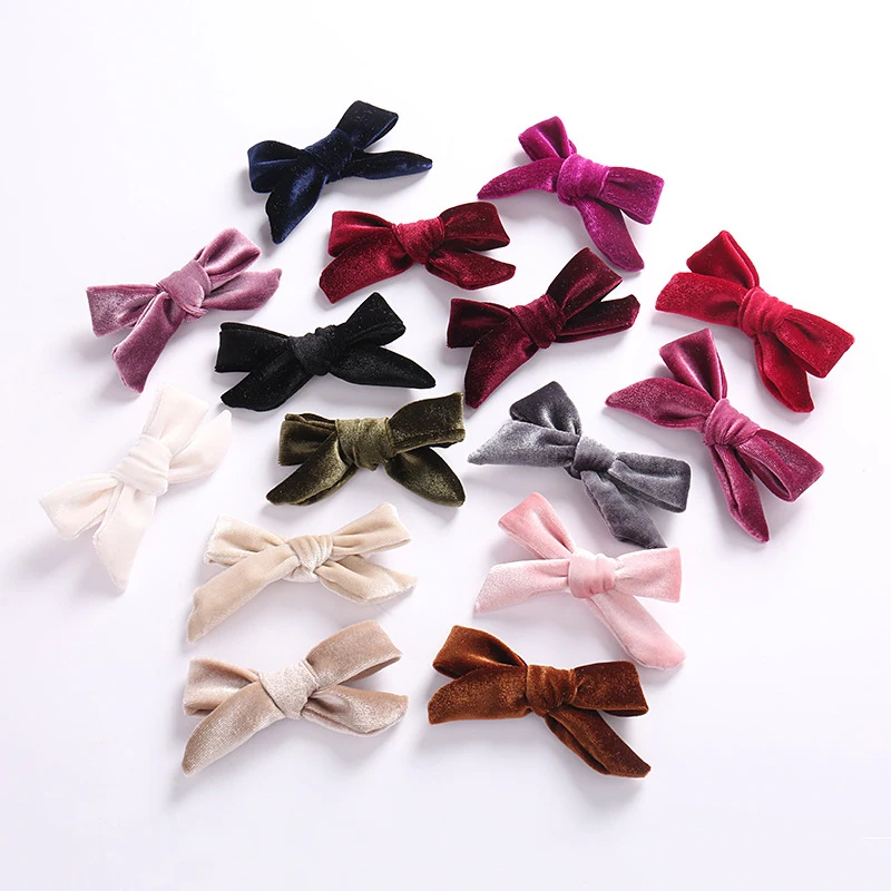 Baby Bows Hair Clips Girls Mini Solid Color Hairpin Children Infant Safety Handmade Bowknot Barrettes Kids Hair Accessories