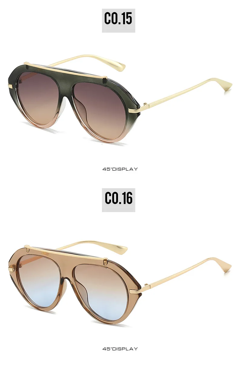 Vintage Oversize-Sonnenbrille aus Legierung, oval, für Damen, neue Mode, Farbverlauf, elegante Sonnenbrille, Retro-Outdoor-Fahrbrille – Detail 16