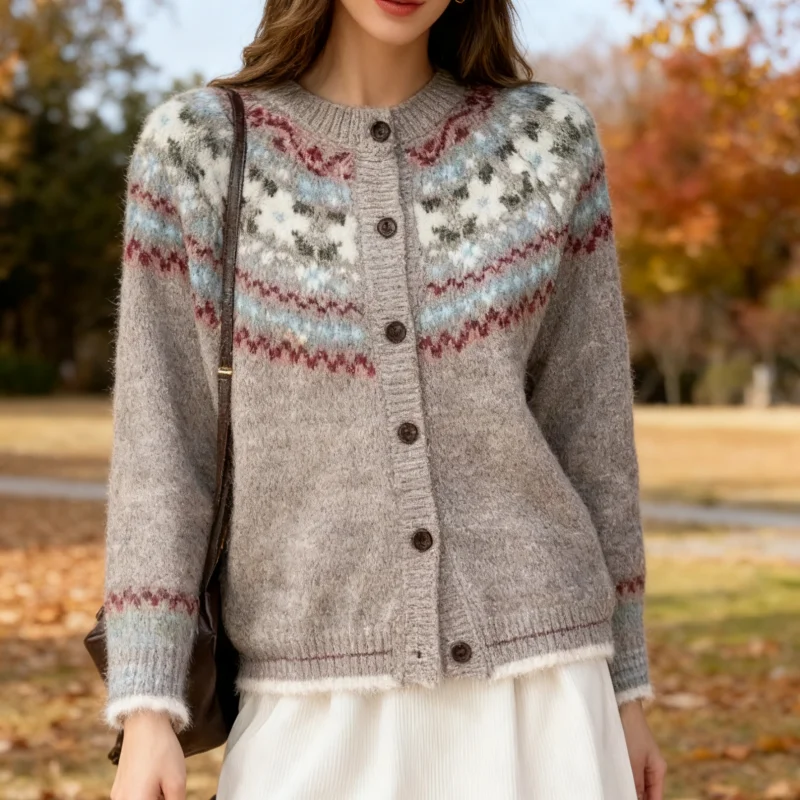 الشتاء أزياء عارضة الحلو طويلة الأكمام المرأة سترة الخريف الرجعية س الرقبة عارضة محبوك أعلى أنيقة محبوك سترة معطف