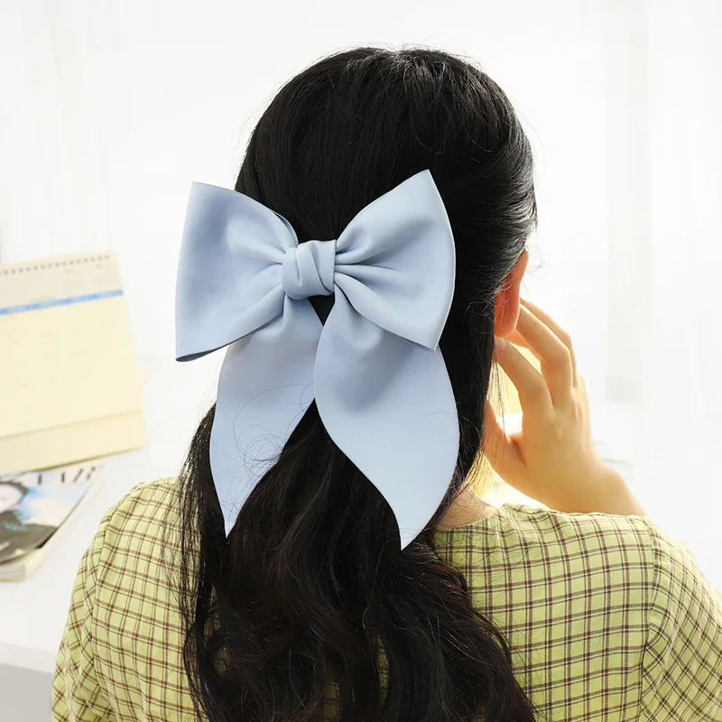 2021 Autumn New Fashion Pure Color Fabric Hairpin For Woman Girls Ponytail Clip Sweet Retro French Bow Hairpin Hair Accessories designer head scarf