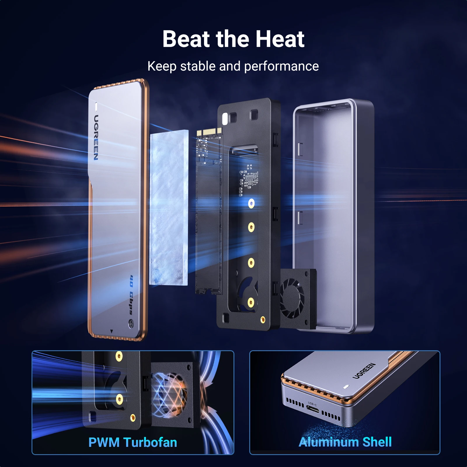 UGREEN 40Gbps NVMe SSD Enclosure M.2 to USB4.0 SSD Case Compatible