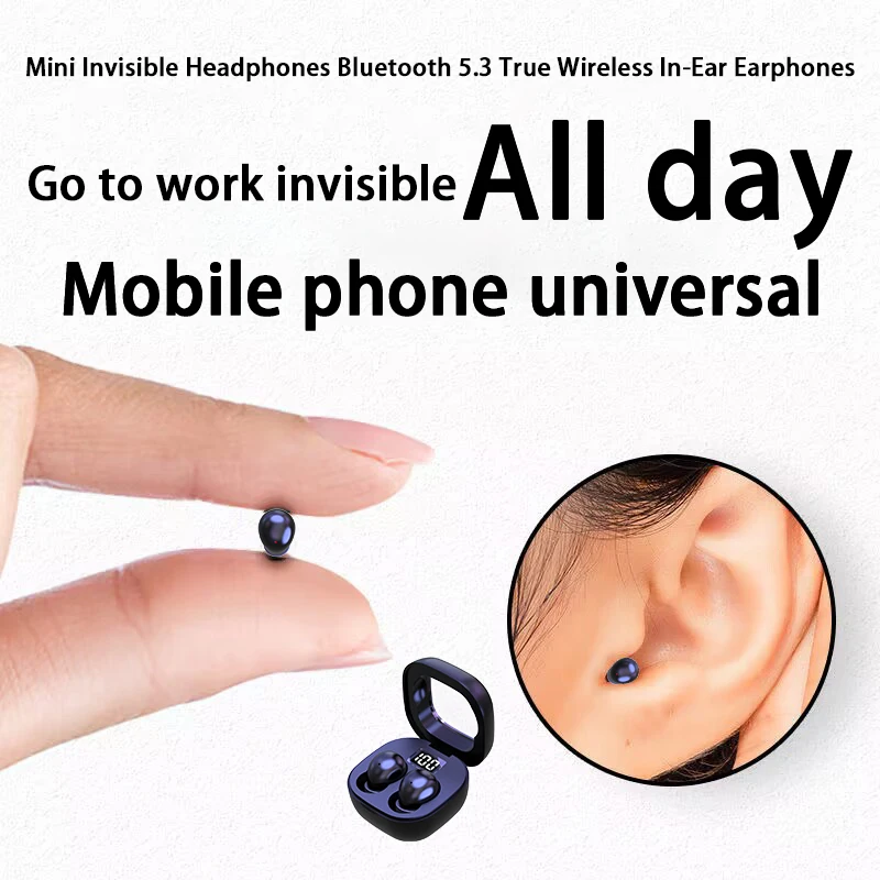 

Headphones Bluetooth 5.3 True Wireless In-Ear Earphones Mini In Ear Noise Cancelling Invisible Sleeping HiFi Sound Quality