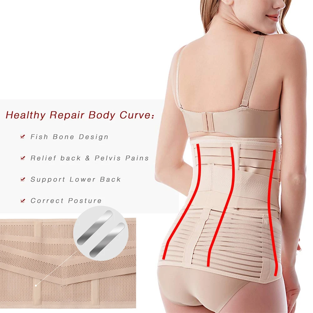 Fashion 3 In 1 Postpartum Girdle Support Recovery Belly Wrap