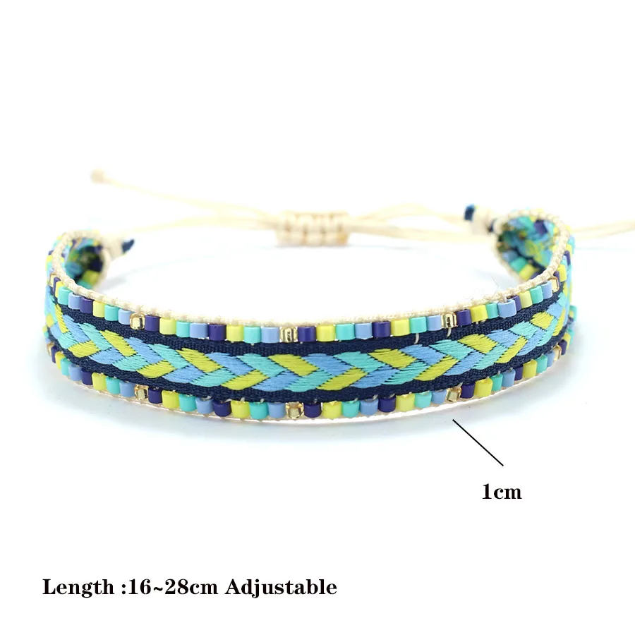 Handmade Seed Beads Adjustable String Bracelet for Men and Women