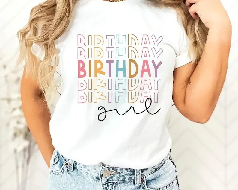 

Birthday Girl Shirt Mama Girls Short Sleeve Top Tees O Neck Fashion 100% Cotton Streetwear goth y2k kawaii Drop Shipping