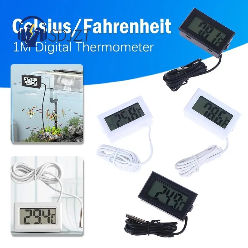 

1M LCD Digital Thermometer With Waterproof Probe Celsius/Fahrenheit Temperature Sensor For Fridge Refrigerator Aquarium