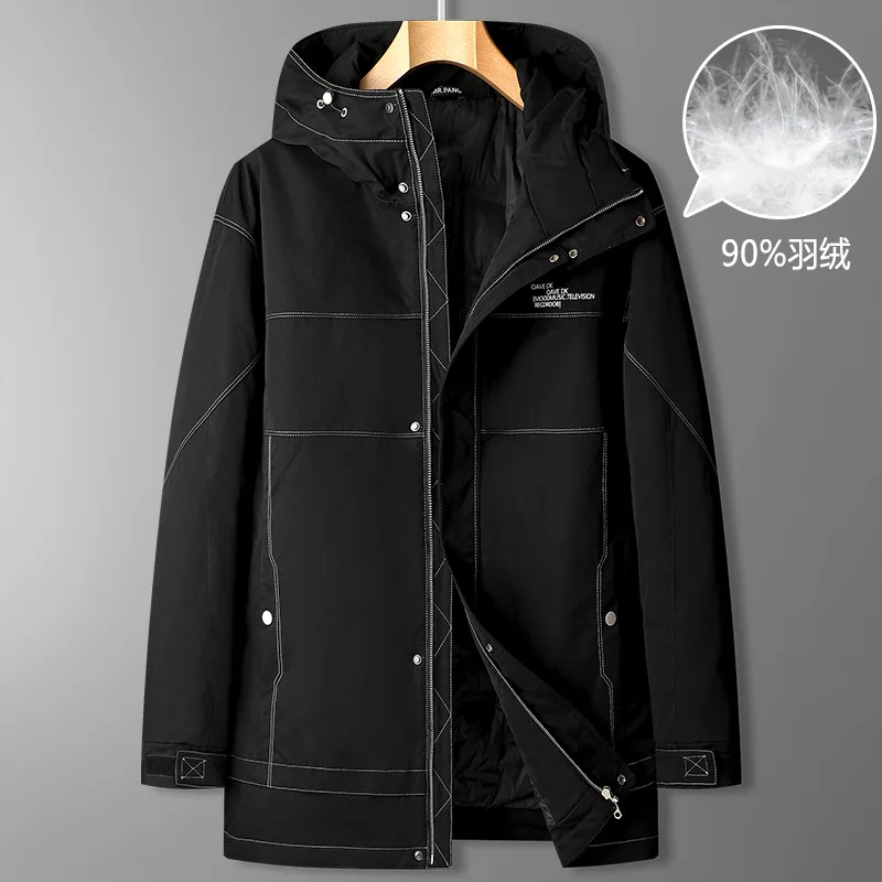 

New Arrival Oversized Men's Medium Long Winter Warm Hooded, Fashionable and Youth's Bright Line Down Jacket Plus Size 3XL-7XL8XL