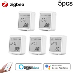Tuya – capteur intelligent Zigbee de température et d'humidité d'intérieur, hygromètre, thermomètre avec écran LCD, Support Alexa et Google Assistant 