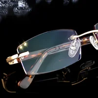 BEGREAT luxe concepteur lunettes de lecture sans monture diamant coupe cadre hommes femmes presbytie Anti-lumière bleue carré lecteur lunettes 6