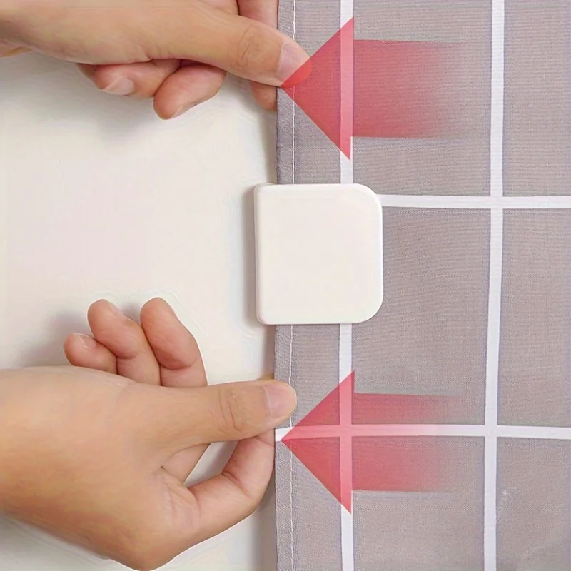 4pcs Multifunctional Shower Curtain Clips - Adhesive Curtain Clips for Bathrooms - Prevent Splashing and Secure Shower Curtains