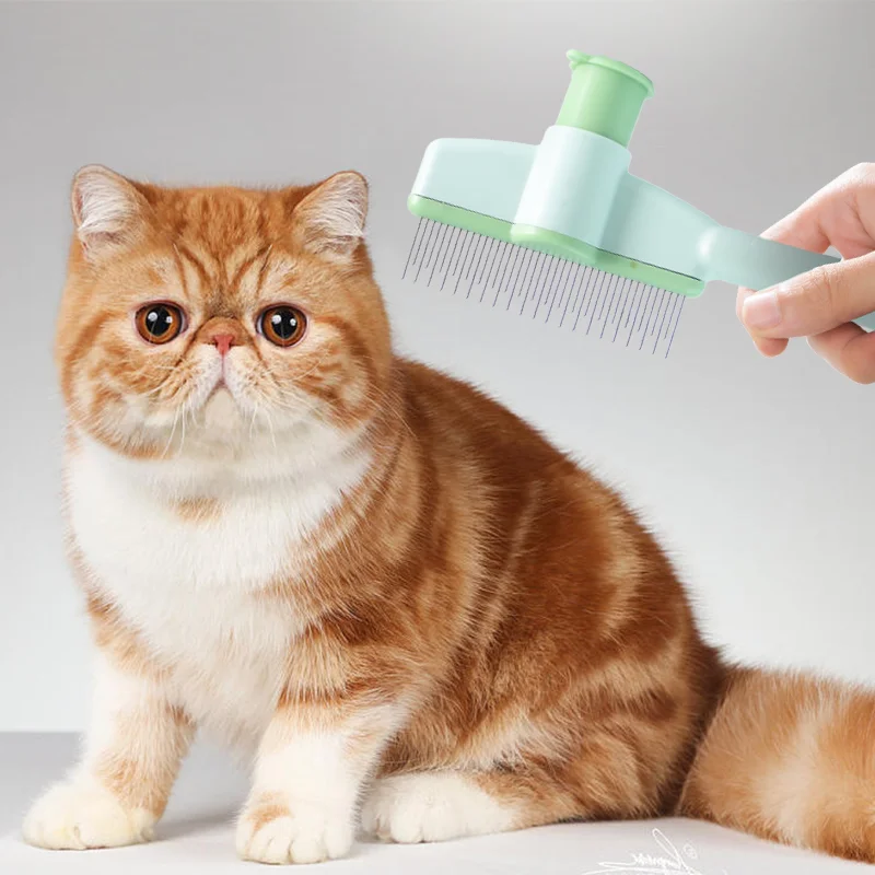 Dog Hair Remover Brush Press Remove Floating Hair Needle Comb Pet Cleaning Grooming Cat Brush Stainless Steel Comb Pet Supplies 3