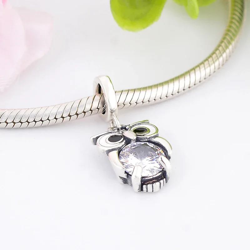 100% 925 Sterling Silver Charming Owl Pendants Beads fits Original Pan Charms Bracelet Bangle DIY Animal Jewelry Buho 4