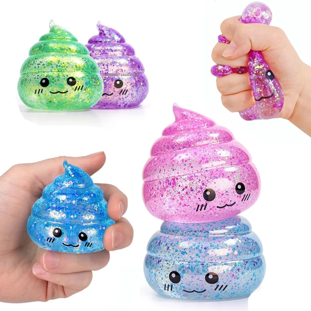 1/6PCS Sparkling Poop Maltose Fidget Toys Slow Rebound Squeeze Stress Relief Pinch Toys Poo Funny Sensory Toy for Kids Gifts 1