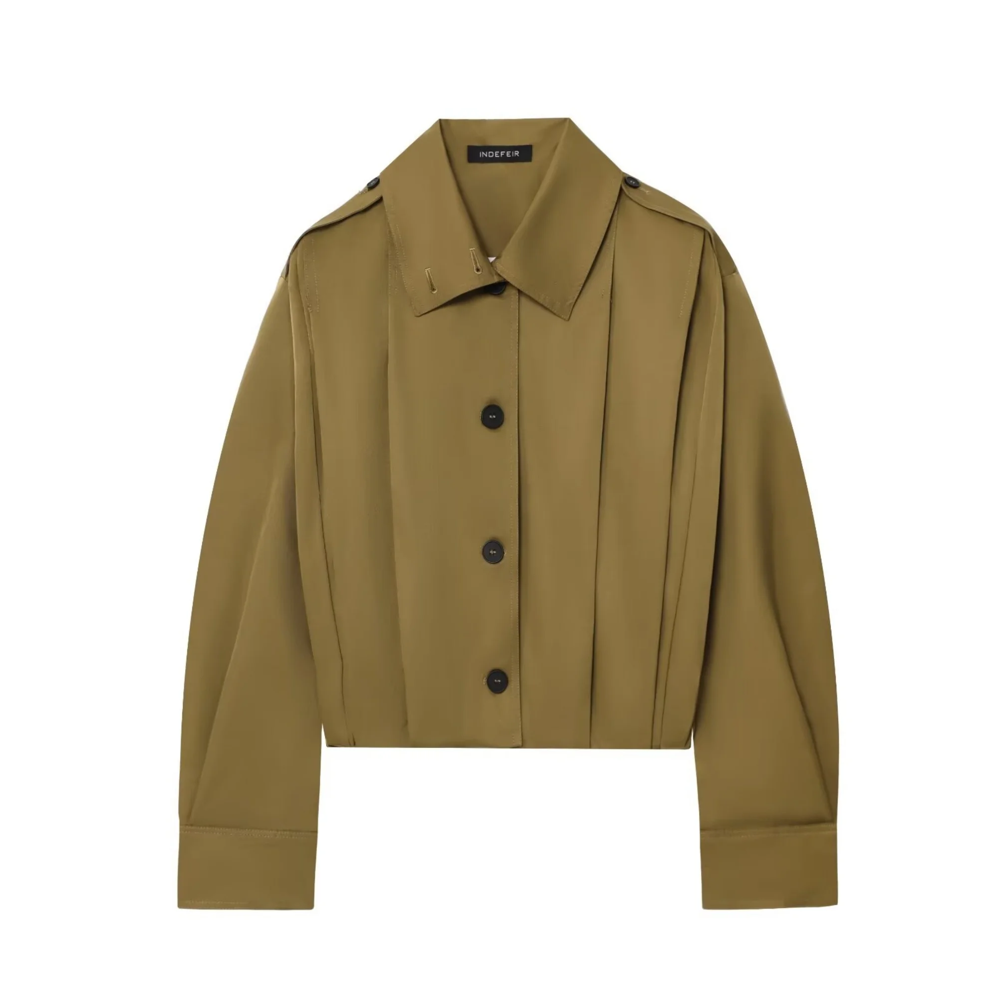 Women'S Pleated Windbreaker Jacket Coat Autumn And Winter New Turn-Down Collar Long Sleeve Female Jacket Chic Jackets Streetwear