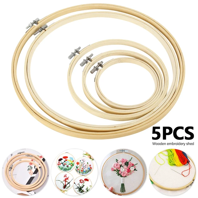 5pcs Embroidery Hoops Set Round Cross Stitch Hoops Rings Wood Circle  Embroidery Loops 5 Inch to 12 Inch Needlework Supplies - AliExpress