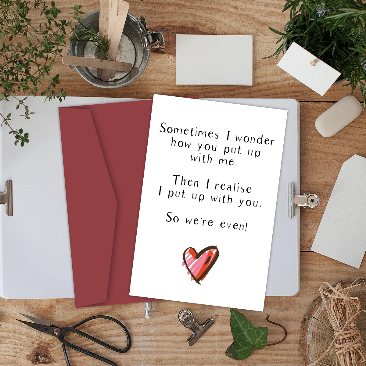 1pcs Funny Wedding Anniversary Card,Heartful Birthday Cards For Him Her,We Put Up With Each Other, Love Card For Husband Wife