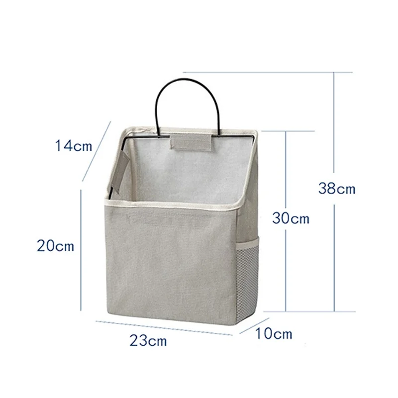 1Pcs Wall Mounted Storage Bag Fabric Hanging Basket Bedroom Organizer Bag Book Magazines Phone Holder Hook 2