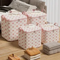 Cherry Blossom Clothes Storage Bins Large Capacity Dust-Proof Wardrobe Sorting Storage Bucket Foldable with Handle 1