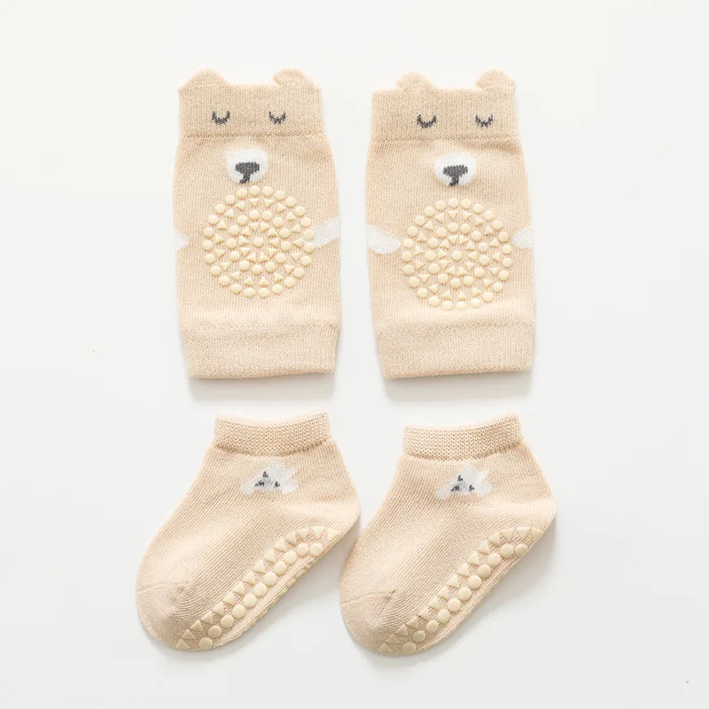 Baby Knee Pads Sock Set Anti Slip Socks infantil Kneecap Kid Crawling Safety Floor Socks Knee Protector Kneepad Leg Warmer Girls