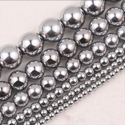 Silver Hematite Round Beads - 2 - 10mm Non - Magnetic Natural Stone for Jewelry Making, 15'' Strand (White K color508)
