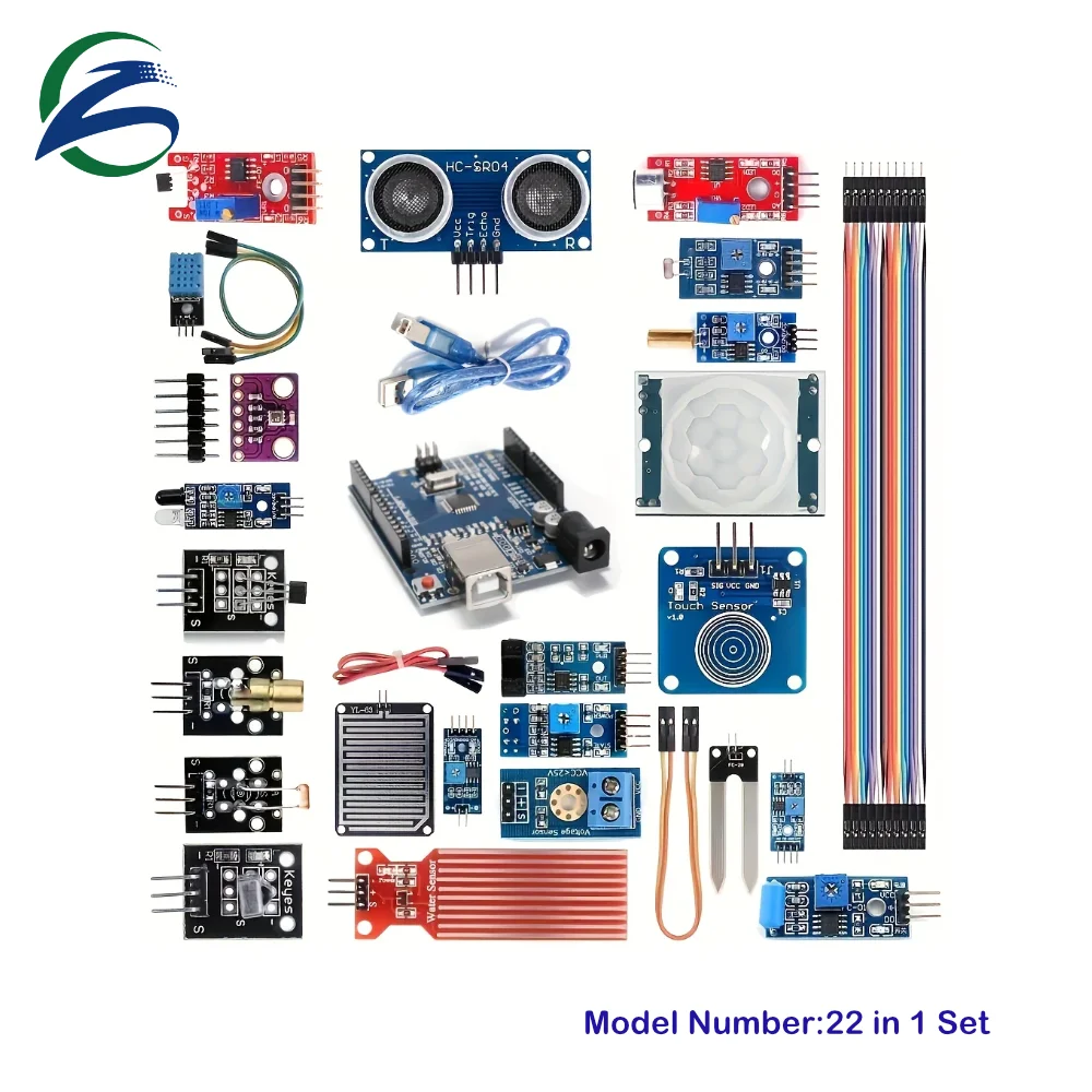 Zestaw modułów czujników 22 w 1, zestaw startowy projektu kompatybilny z UNO R3, Nano V3.0, Mega 2560, Mega328, Raspberry Pi