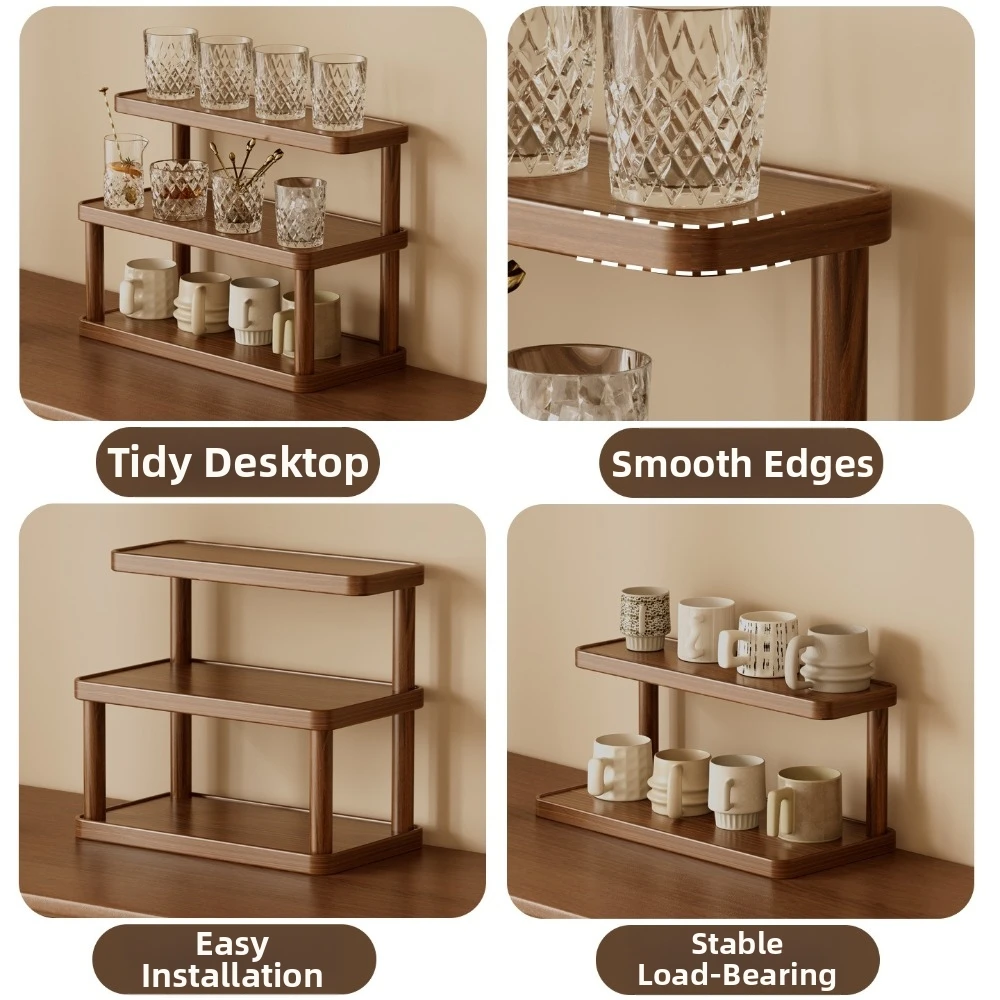 New Thickened Cup Storage Rack Multilayer Retro Style Teacups Holder Space Saving Sturdy Coffee Mug Stand Office Kitchen