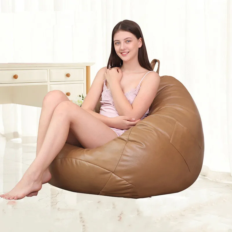 

100X120CM Lazy Sofa Coat Giant PU Leather Bean Bag Cover Without Filler Comfortable Removable Living Room Furniture Sofa Cover