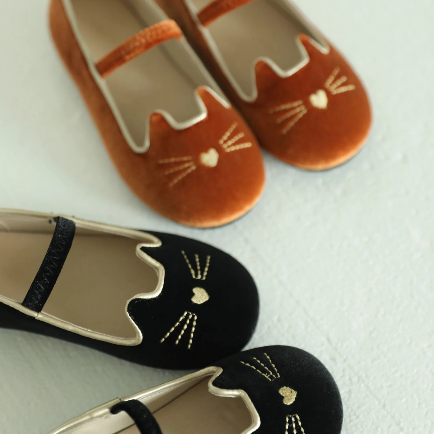 Cartoon Cat Girls Casual Shoes High Quality Gold Velour Genuine Leather Lining Baby Shoes Princess Children's Dance Shoes 5