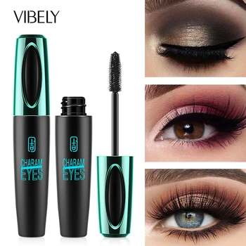 VIBELY 4D 블랙 마스카라 실크 섬유 컬 속눈썹 연장 마스카라, 방수 오래 지속되는 속눈썹 마스카라, 볼륨 아이 화장품