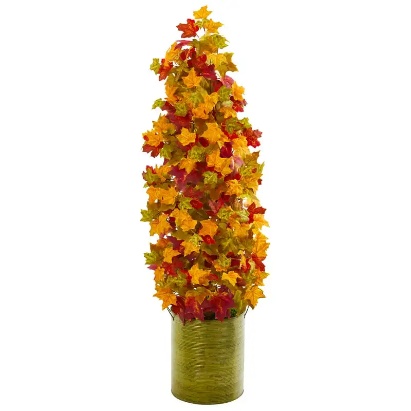 

Autumn Maple Artificial Tree in Green Metal Planter