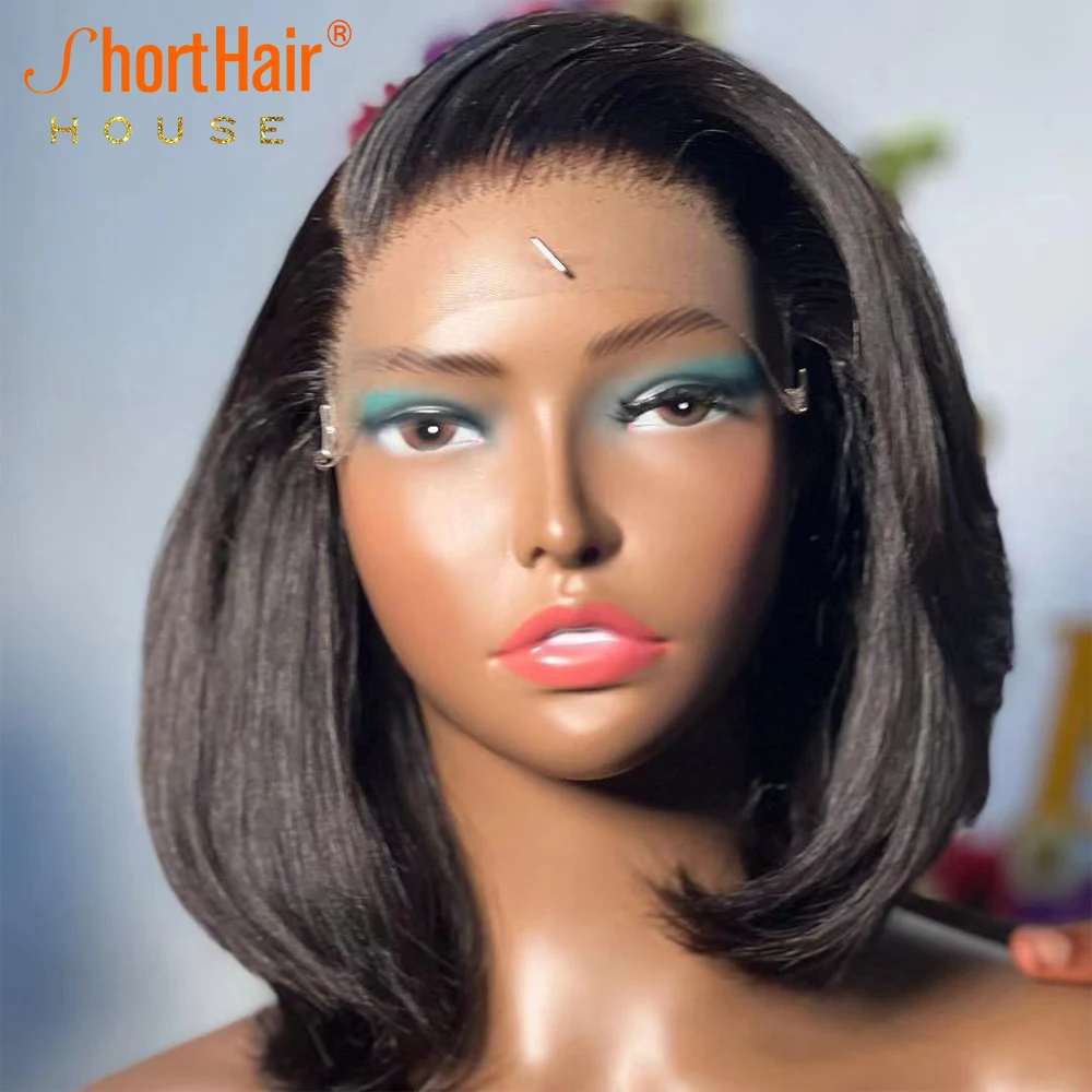 Honey Blonde Lace Front Human Hair Wigs Brazilian Wavy Bob Wigs Pre-Pucked Side Part Lace Closure For Black Women Natural