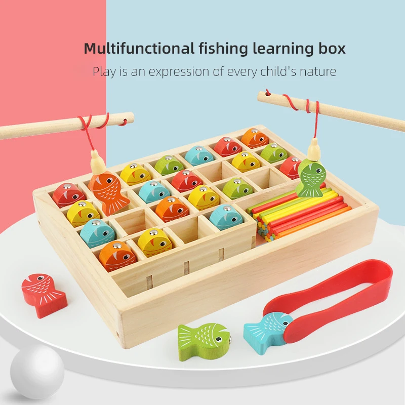 LIQU Wooden Magnetic Fishing Game, Fine Motor Skill Toy ABC Alphabet Color  Sorting Puzzle, Montessori Letters Cognition