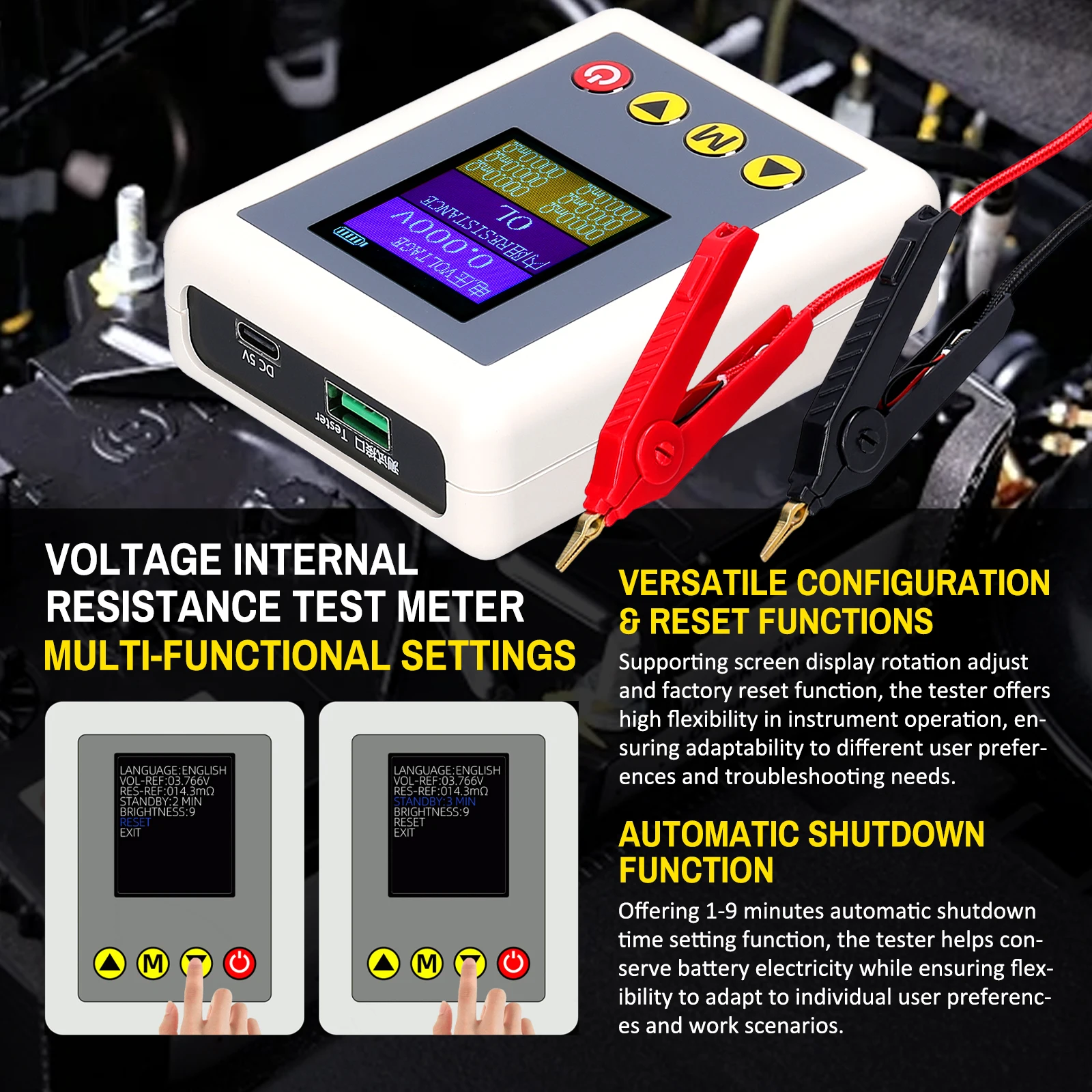 TS4520 Voltage Internal Resistance Tester AC 4-Wire Kelvin Method Professional Voltage Meter Internal Resistance Test Device voltage tester resistance tester