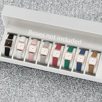 8PCS/Set Fashion Women's Watches Square Quartz Watch Casual Leather Band Wristwatches (Without Box）