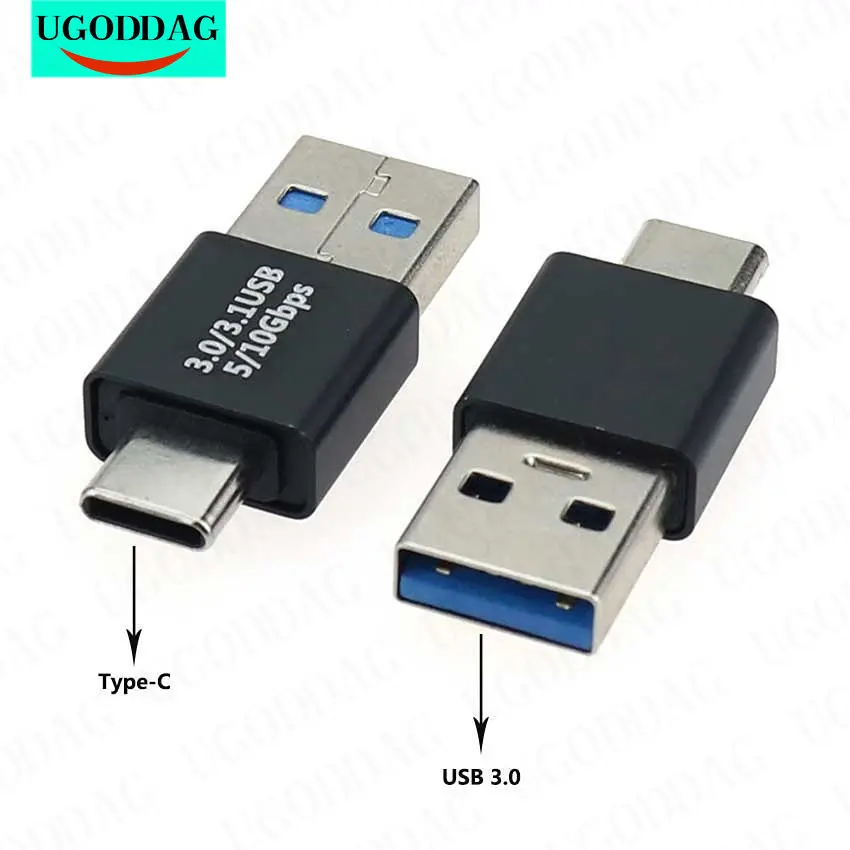 1/2PCS Tipo-C USB C Macho para USB3.0 Macho Cabo Adaptador de Carregamento Sincronização de Dados USB 3.1 Tipo C Conversor