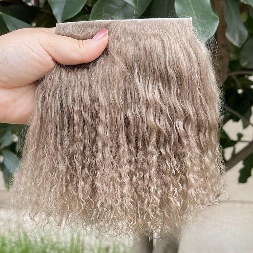 Mongolia Fur Sheepskin Wool Extensions Hair Row Curly Texture Lamb Fur Pelt DIY Wig Doll Wig Durable BJD Dolls Wigs