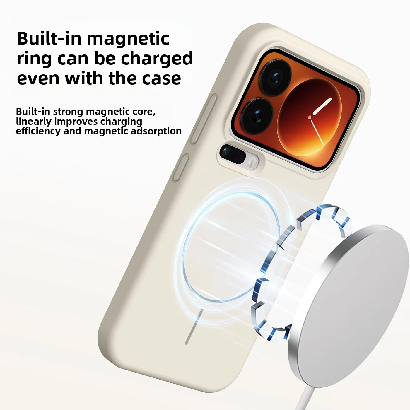 Magnetic Wireless Charging Protective Phone Case - Hard Silicone Skin Cover