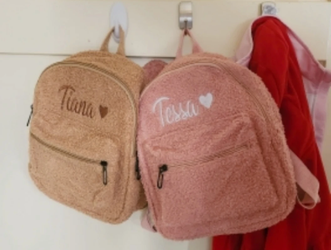 

Personalised Embroidery Bear Backpack Embroidered Portable Children Travel Shopping Rucksack Women's Cute Bear Shoulder Backpack