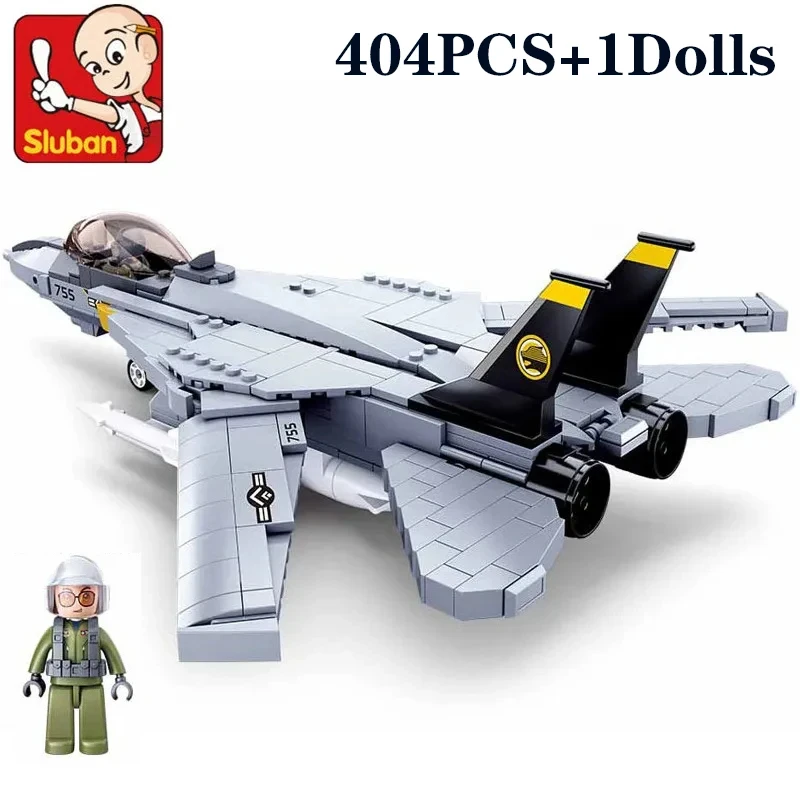 SLUBAN F14D Tomcat Fighter, строительные блоки, модель игрушки для детей от 6 до 12 лет, унисекс, пластиковый материал