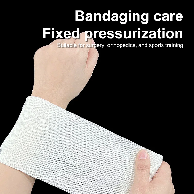 1Roll Elastic Compression Bandage Wrap With Hooks,Athletic Sport Support Tape For Ankle,Wrist,Arm,Leg Wound First Aid Measure