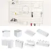 White Pegboard Storage Boxes Creative DIY Accessories No-Drilling Wall Organizer No Punching Plastic Hole Board Storage Case 3