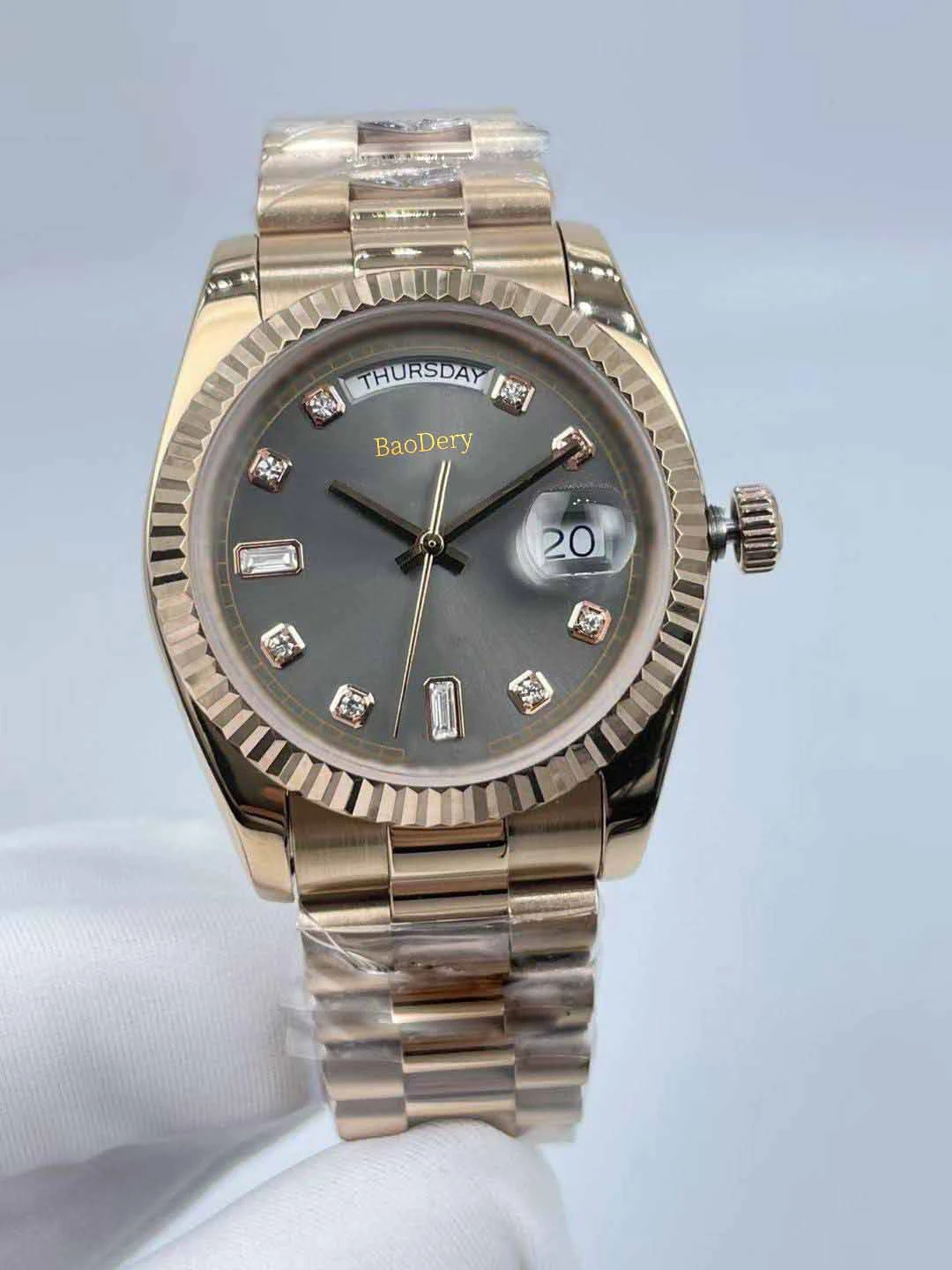 Ladies' 36mm Blue Watch - Calendar Window, Mechanical Movement, Folding Buckle