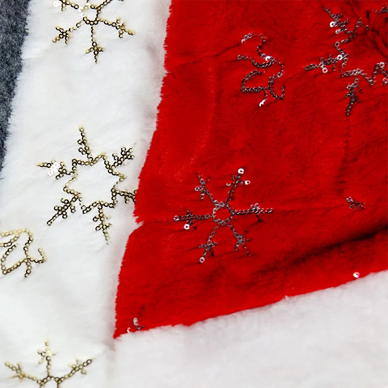 Soft Plush Christmas Hat Red White Snowflake Santa Hats New Year Decoration Holiday Xmas Ornament Navidad Party Supplies