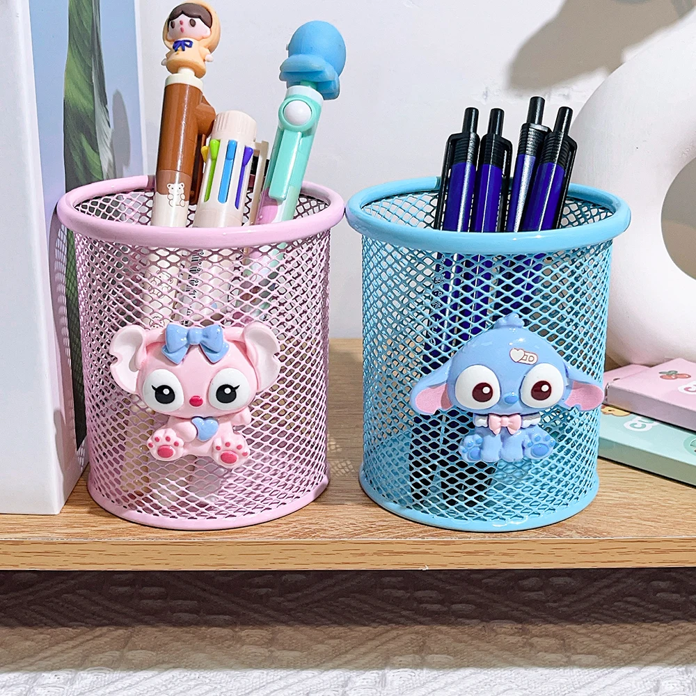 Stitch Iron Mesh Notebook Cup, Stitch Fans' Office and School Cute Desktop Stationery Pen Holder Pencil Box 2