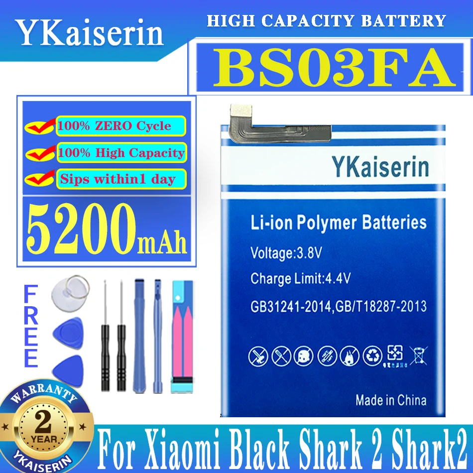 

YKaiserin New 5200mAh BS03FA Battery For Xiaomi Black Shark 2 Pro Shark2 Pro BB03FA + Tools