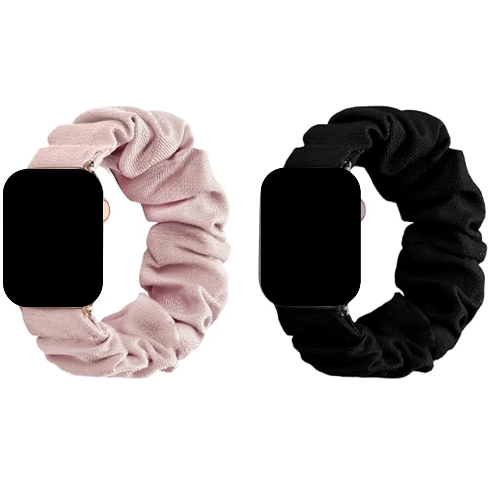 Set of 2 Stylish Scrunchie Bands - Soft Elastic Fabric Wrist Strap
