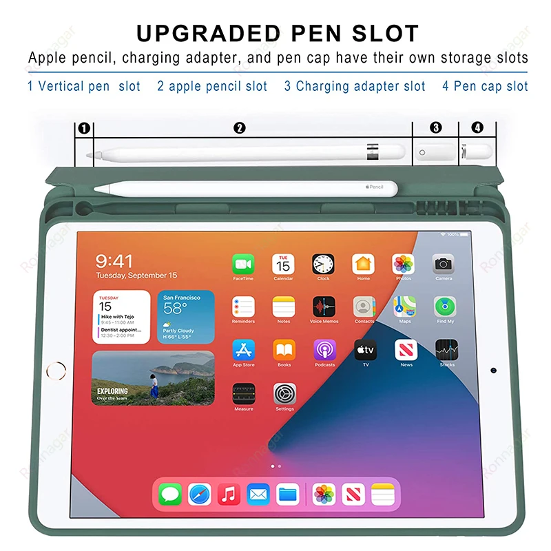 Capa com Suporte para Lápis para Ipad Capa para Tablet 10.2 em 2023 2023 2023 2023 ° ° ° Air3 Pro 10.5 9.7 2023 2023 - Imagem 2