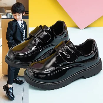 Boys Leather Shoes Spring Autumn Fashion Kids Soft Sole Shoes School Student Performance Flats Big Children's Shoes Black Formal 1