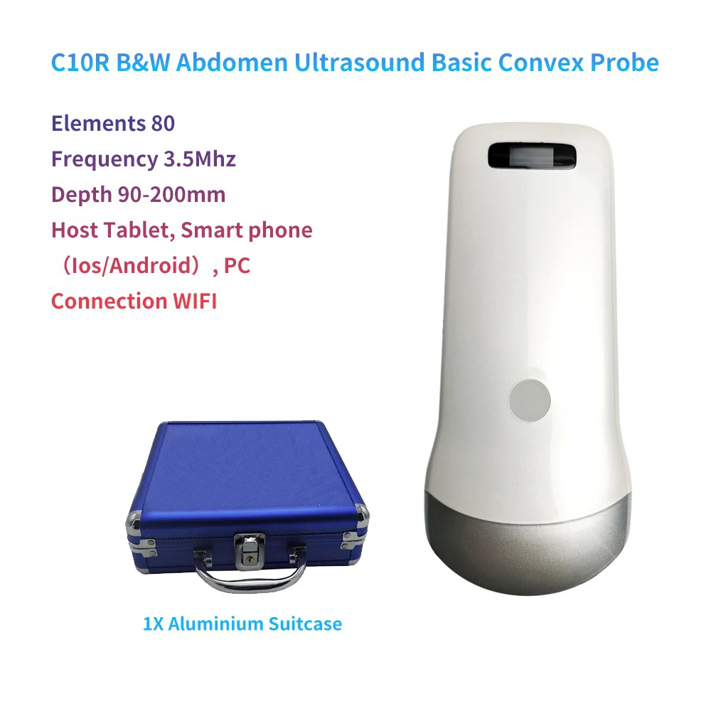 

Portable 3.5Mhz Wireless Ultrasound Scanner Convex Probe Support IOS Android Windows Use for Emergency Surgery Healthcare