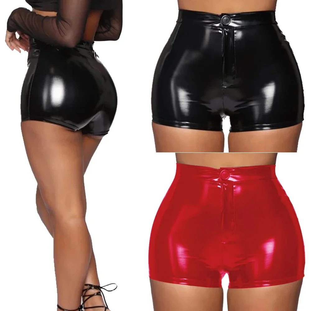 

Women Sexy Nightclub Leather Hot Pants Women High Waist Black PU Leather Shorts Ladies Sport Fitness Short Pant Sexy Slim Shorts